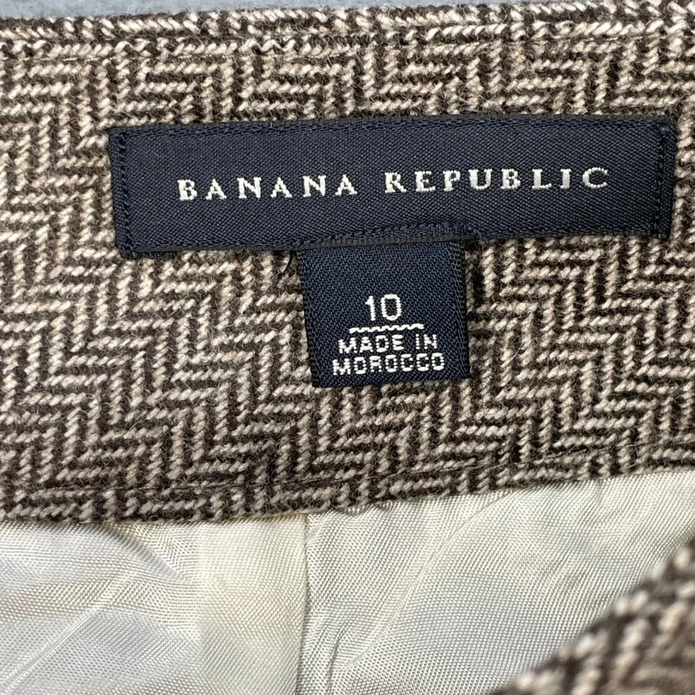 Banana Republic Brown Herringbone Wool Blend A-Line Skirt Women Size 10